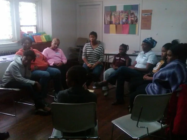 Group meeting with youth and community members